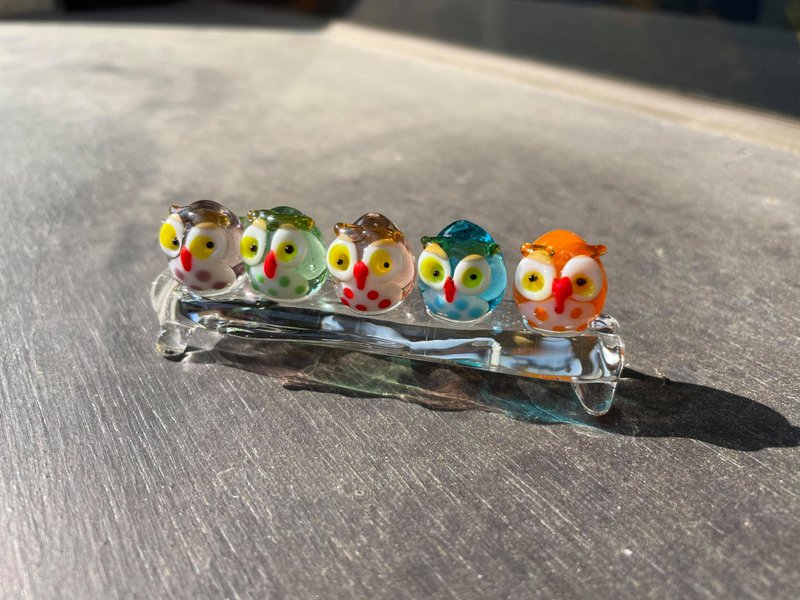 貓頭鷹 友情 排排坐 水晶玻璃 琉璃 - 擺飾/家飾品 - 玻璃 