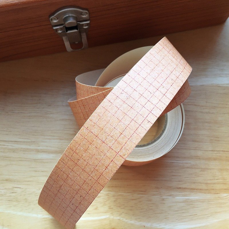 Kurashiki Artisan x Inoue Yoko Kraft Paper Tape [30mm Red Square Eye (45213-01)] - Washi Tape - Paper Brown