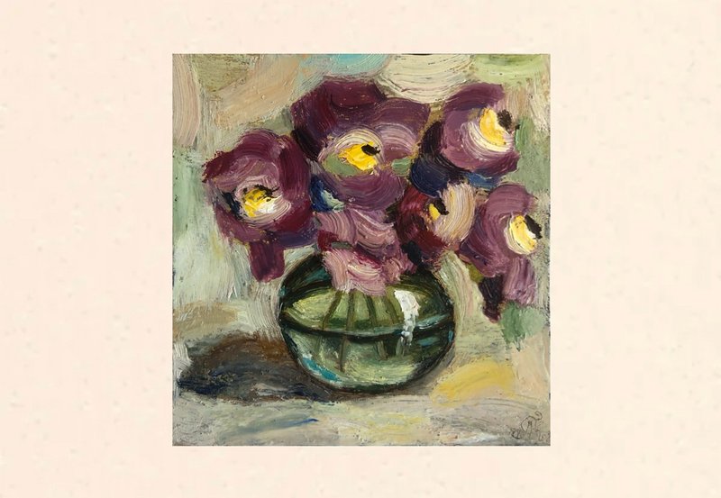 Vase with flowers Original oil painting Peonies - ตกแต่งผนัง - วัสดุอื่นๆ หลากหลายสี