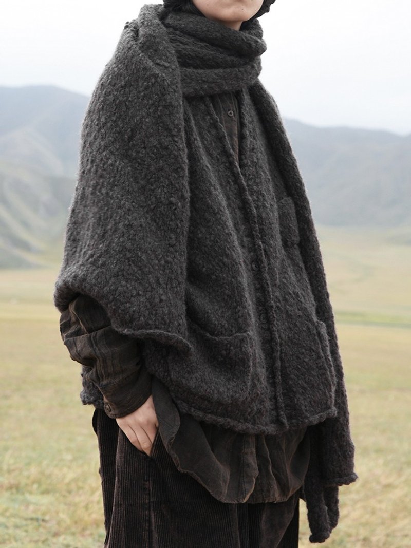 復古遊牧 羊絨針織背心 2色入 - 女上衣/長袖上衣 - 羊毛 咖啡色