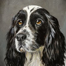 狩猟犬の絵画 オリジナルアート 犬の油絵 キャンバス絵画