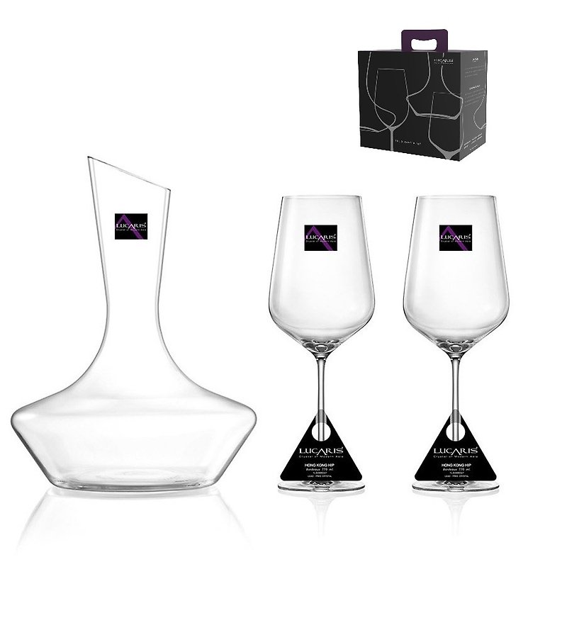 ブリスギフトボックスセットデカンター+赤ワイングラス2杯 - ワイングラス・酒器 - ガラス ホワイト