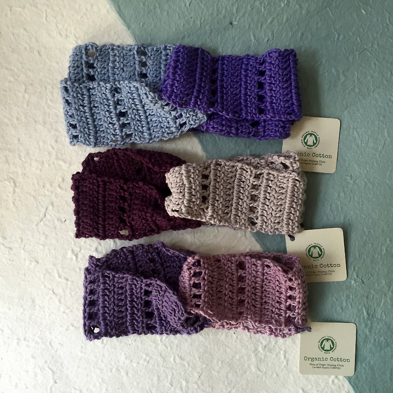 Organic cotton crochet duo colour headband -Purple colour selection 2018 - Hair Accessories - Cotton & Hemp Purple