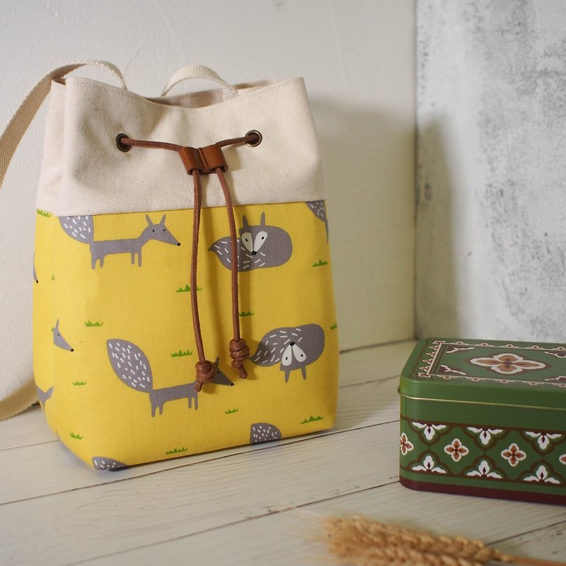 (Exclusive orders) Traveler series Messenger bag / bucket bag / limited manual bag / yellow fox / pre-order - Messenger Bags & Sling Bags - Cotton & Hemp Yellow