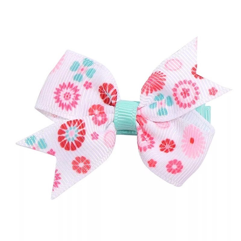 Cutie Bella Printed Bow Hairpin Full Covered Fabric Handmade Hair Accessories Fireworks - Hair Accessories - Polyester Green