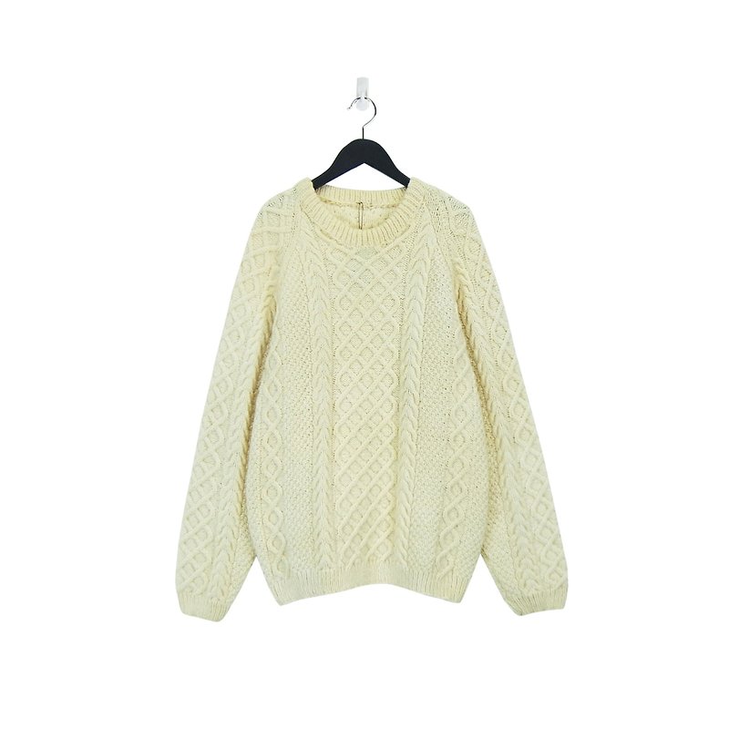 A‧PRANK: DOLLY :: vintage with VINTAGE twist sleeves small diamond grid vintage fisherman sweater (T711107) (male wear) - Men's Sweaters - Cotton & Hemp White