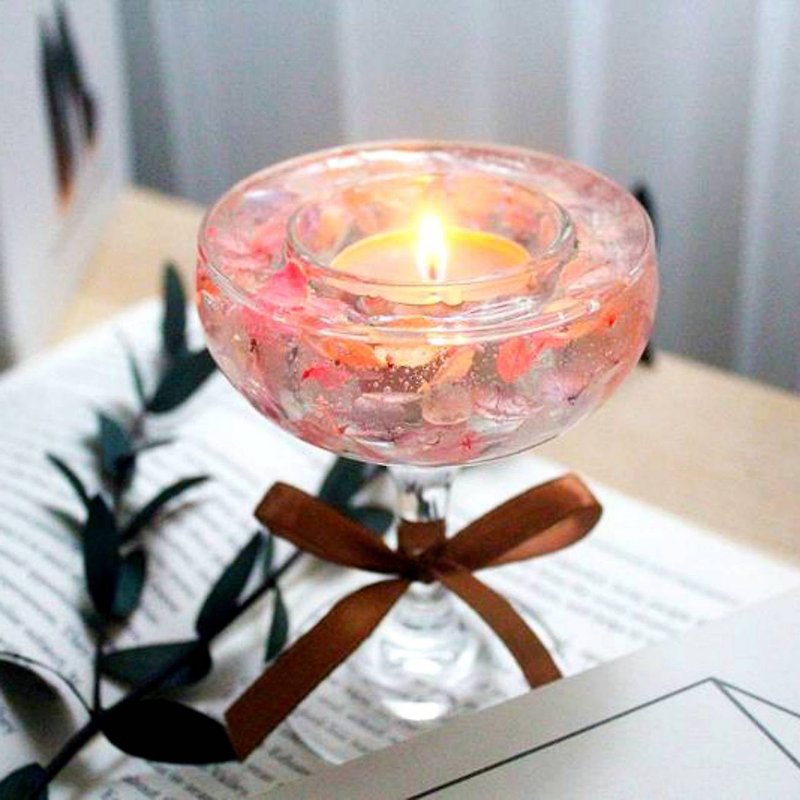 [Tablet Teaching - Taipei Ximen] Handmade after get off work | Eternal Hydrangea Glass Candle Holder - Candles/Fragrances - Plants & Flowers 