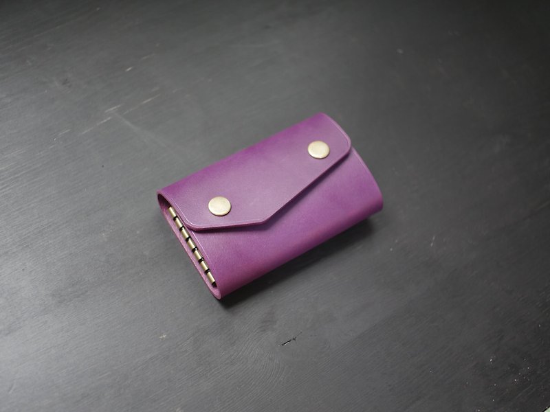 [Promotion] Genuine leather six-hole key case-purple [Frieze area engraved leather] - Keychains - Genuine Leather Purple