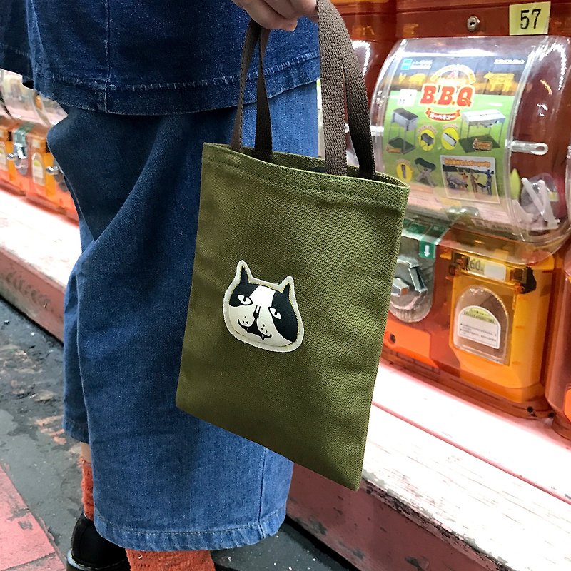 Canvas Tote / Eco Bag / Beverage Bag / Medium Cat / Brown - กระเป๋าถือ - ผ้าฝ้าย/ผ้าลินิน สีนำ้ตาล