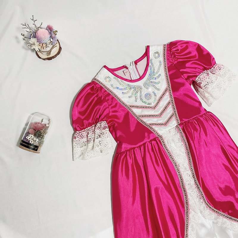 Spot Elegant Peach Princess Dress Small Dress - ชุดเด็ก - ผ้าไหม สึชมพู