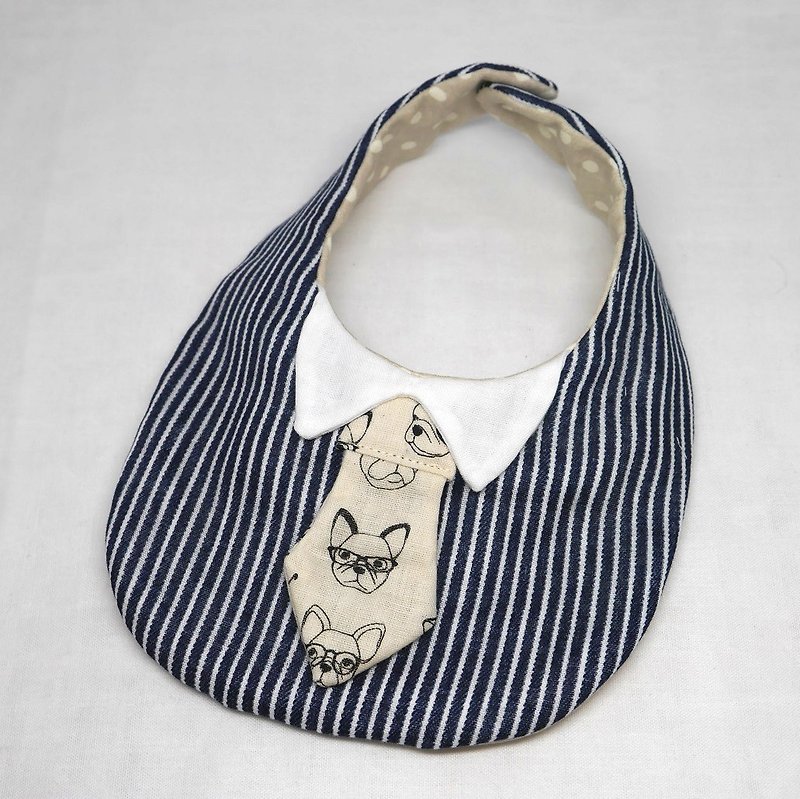  Japanese Handmade 8-layer-gauze Baby Bib / with tie - Bibs - Cotton & Hemp Blue