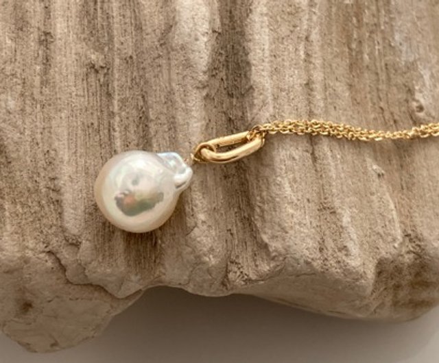 K18 gold Akoya pearl pendant top (natural color) - Shop