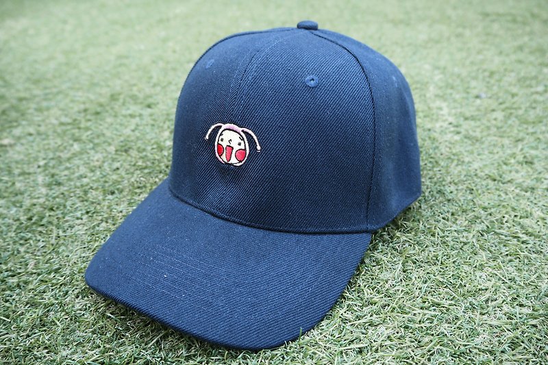 Navy HoHo Embroidered Cap - หมวก - ผ้าฝ้าย/ผ้าลินิน สีน้ำเงิน