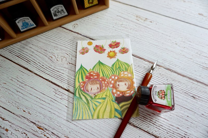 The girl among the flowers-postcard - การ์ด/โปสการ์ด - กระดาษ สีเขียว