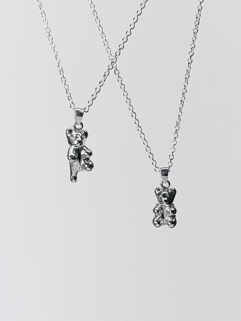 Sweet Bear - 小熊925銀項鍊 手作 - 項鍊 - 銅/黃銅 銀色