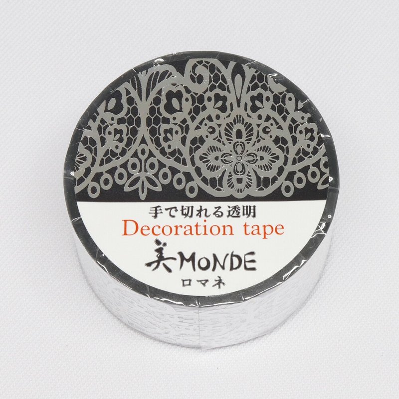 【日本 SAIEN】美MONDE 20mm 銀箔透明膠帶 - 銀緻羅曼 Romane - 紙膠帶/和紙/PET - 塑膠 