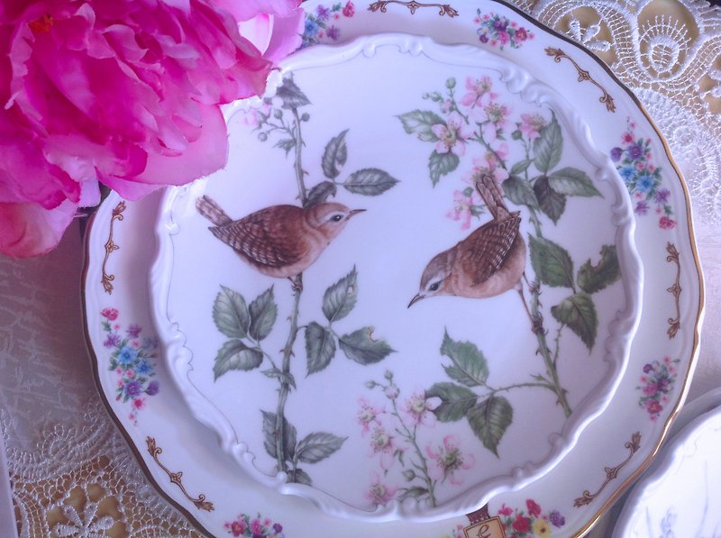 ♥ ♥ Annie crazy Antiquities British system Royal Albert bone china plate summer seasons animals ~ birds painted cake pan, dessert plate, fruit plate to 1987 - Small Plates & Saucers - Porcelain 