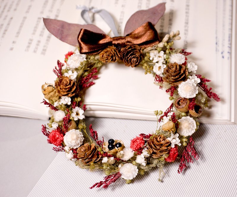Christmas Wreath Xs - ช่อดอกไม้แห้ง - พืช/ดอกไม้ ขาว