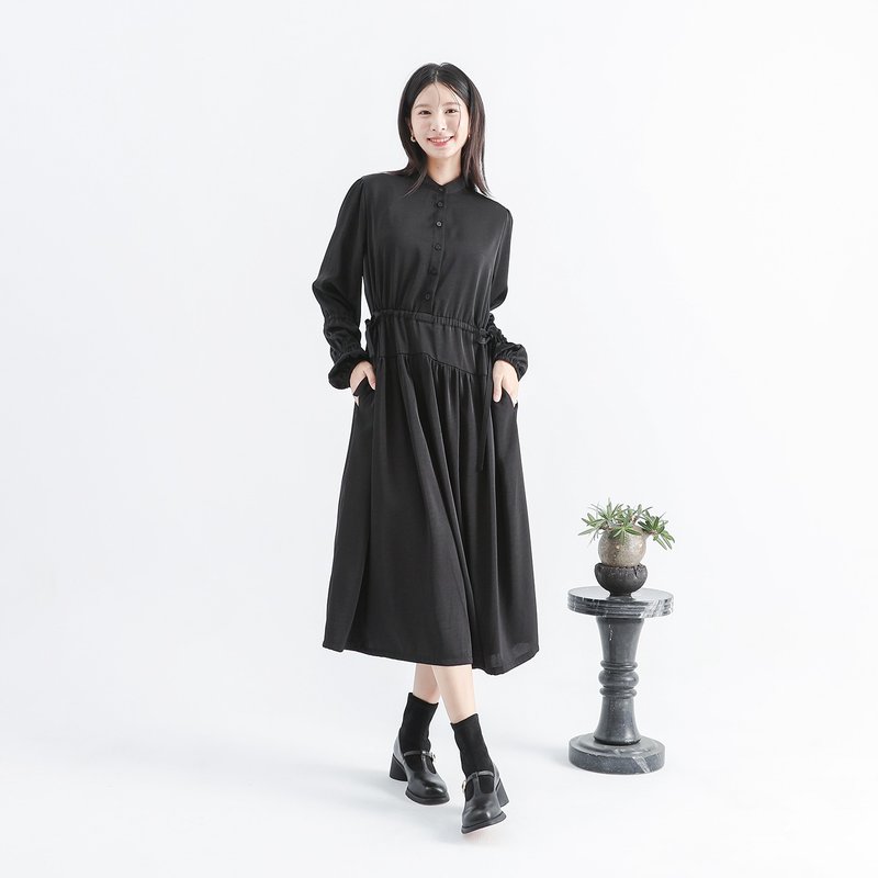 Ruyi_ruyi pleated multi-layered dress_24AF107_black - One Piece Dresses - Polyester Black