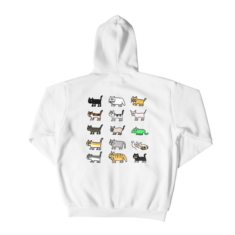 Cat- Hooded T- 2 colors - Unisex Hoodies & T-Shirts - Cotton & Hemp White