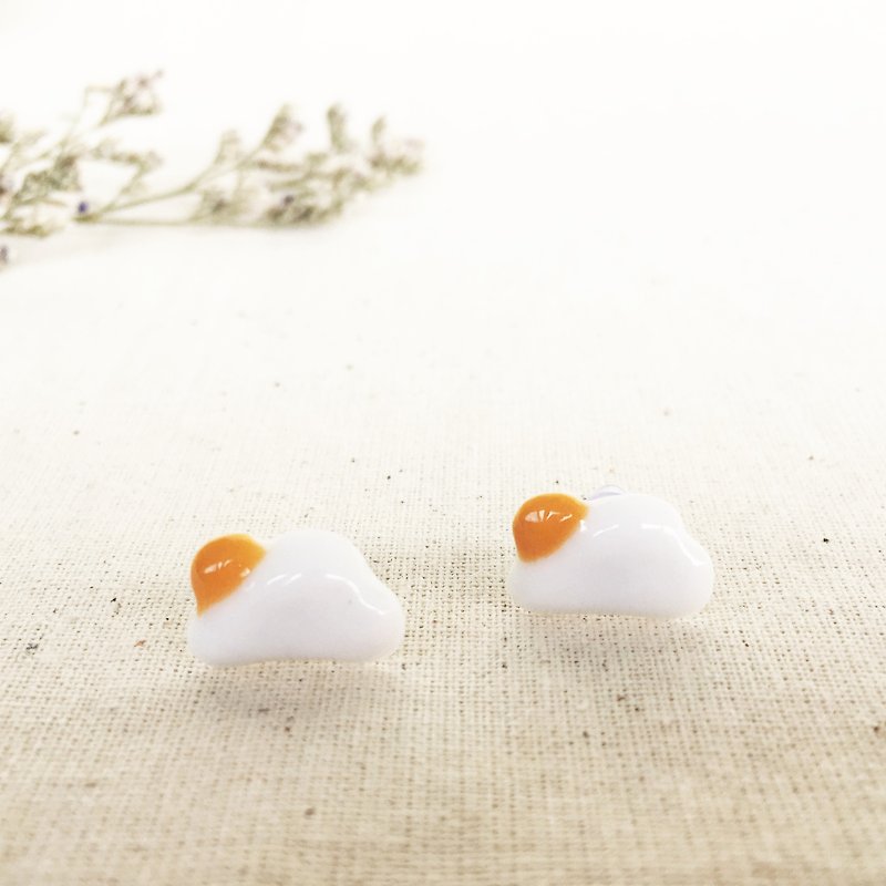 Handmade Ceramic Weather Earring - Sunny - Earrings & Clip-ons - Pottery Orange