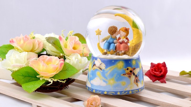 Two small no guess crystal ball music box birthday gift home decoration Valentine's Day gift - ของวางตกแต่ง - แก้ว 