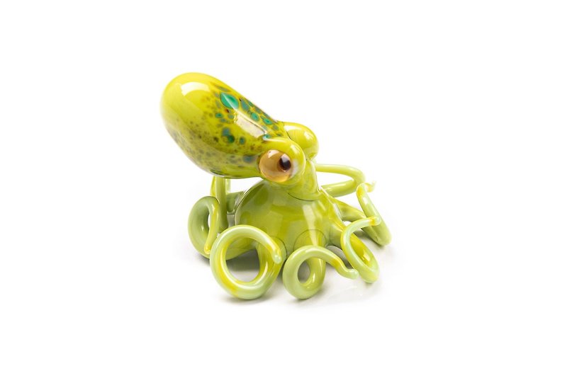 Crystal Miniature Octo-Statue Figurine Ocean's Glass Octopus Statue - Pottery & Glasswork - Glass Green