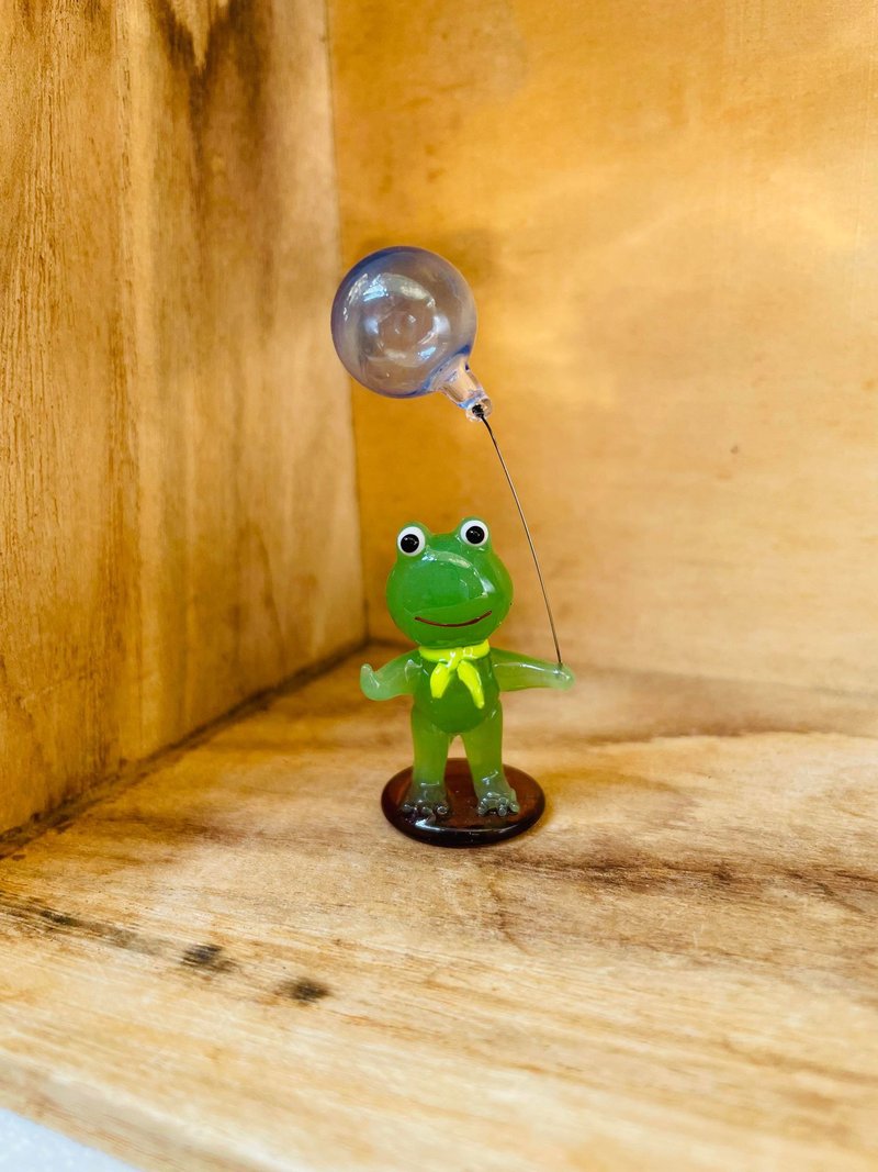水晶玻璃 琉璃 精緻 青蛙 拿氣球 童趣 - 擺飾/家飾品 - 玻璃 