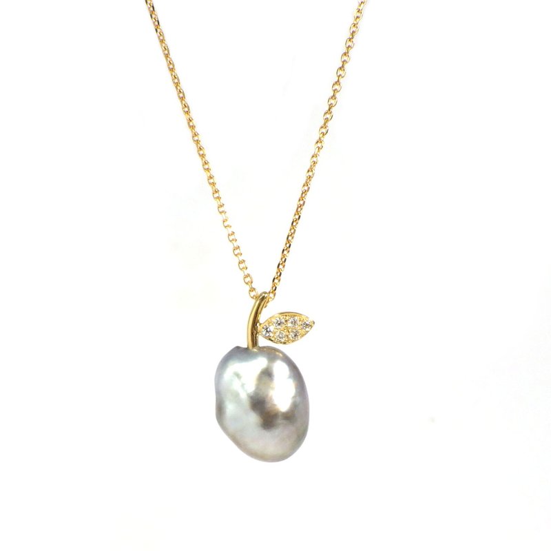 Fruit pendant South Sea pearl Tahitian keshi pearl Diamond18K yellow gold - สร้อยคอ - ไข่มุก 