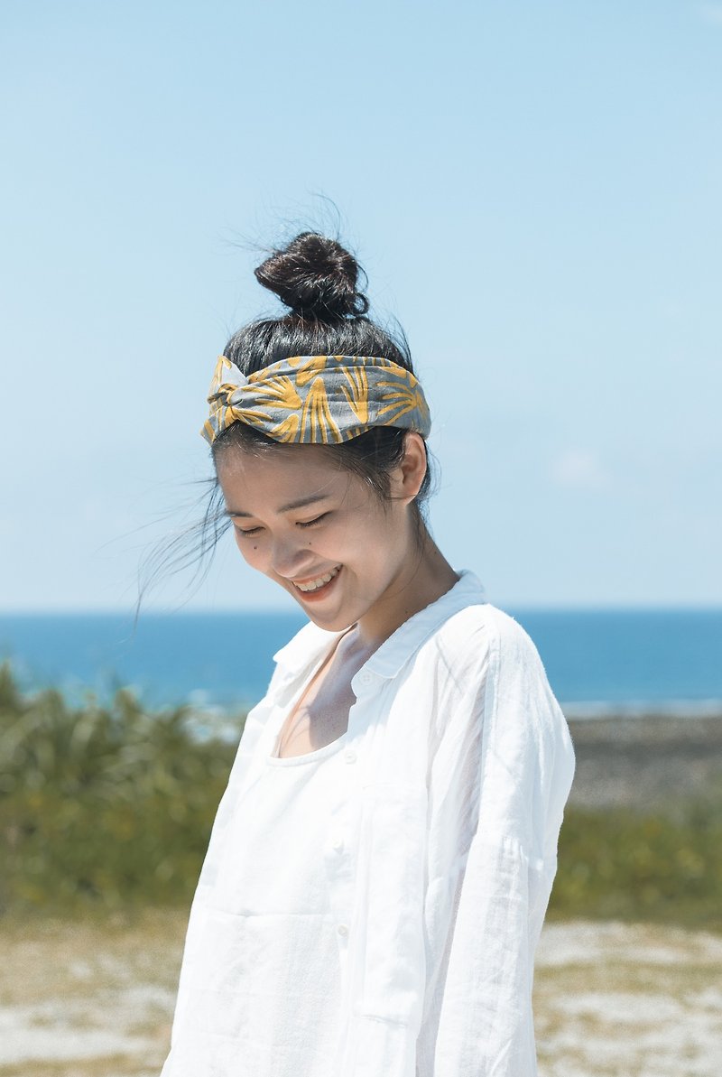 Java Island Mini Towel Hat Elastic Hand Strap - Headbands - Cotton & Hemp Orange