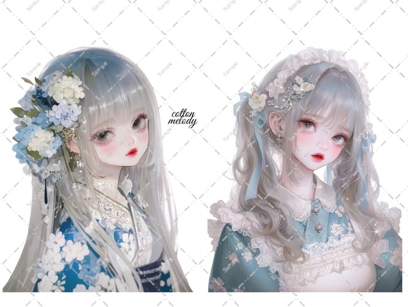 original sticker no.5651 人物ステッカー オリジナルステッカー 人物ステッカー 女の子ステッカー オリジナル人物ステッカー - 貼紙 - 紙 