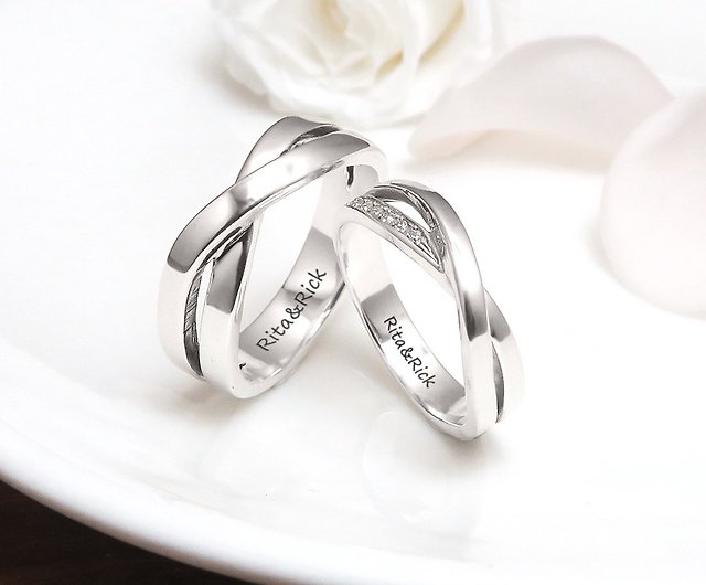 Customized Gift] Galaxy Cross Ring Set Couple Style Engraved Customized  Sterling Silver Ring - Shop 64design Couples' Rings - Pinkoi