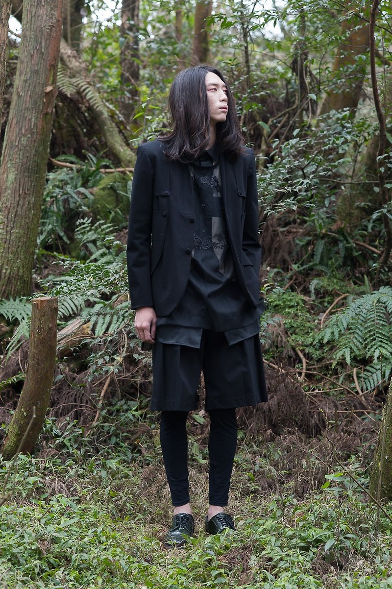 Cross tombstone file jacket (161J01) - Women's Blazers & Trench Coats - Other Materials Black