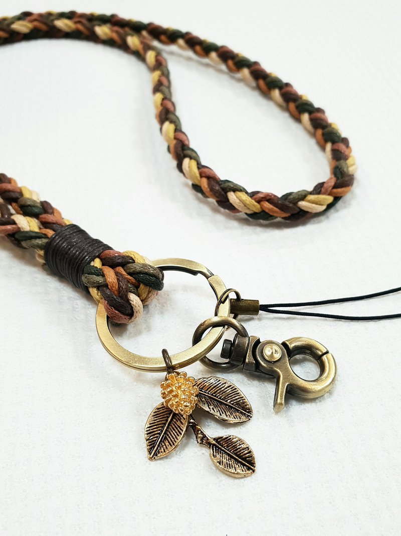 Paris*Le Bonheun. Forest colors. Braided key ring - เชือก/สายคล้อง - ผ้าฝ้าย/ผ้าลินิน สีเขียว