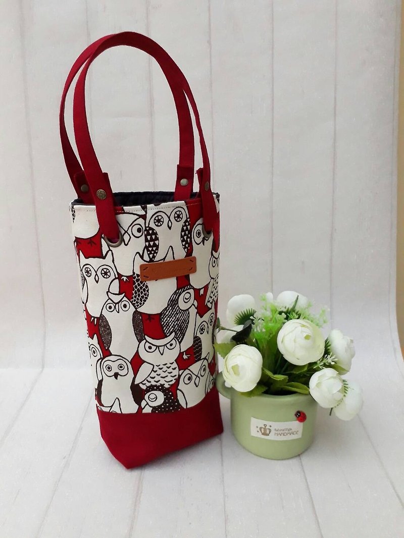 [Kettle bag] Ginny love hand do - Beverage Holders & Bags - Cotton & Hemp Red
