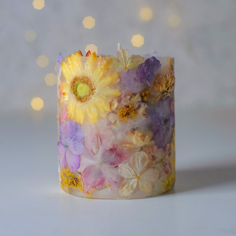 Full Dry Flower Candle | Herb-Garden scented candle |soy candle |birthday gift | - Candles & Candle Holders - Wax Multicolor