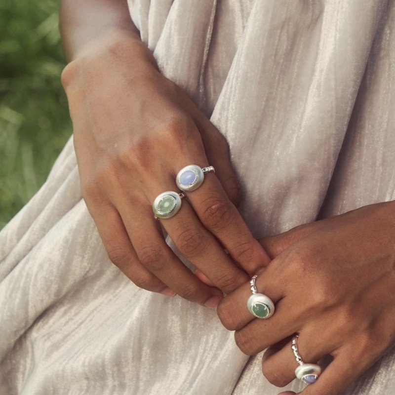 塔希提之眼戒指復古天然原石開口戒 - 戒指 - 寶石 