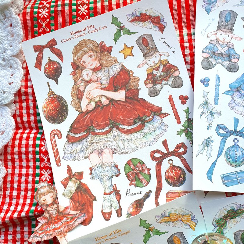 Clover's Present girl INS Sticker - 貼紙 - 紙 