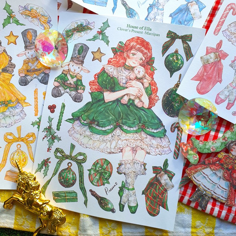 Clover's Present girl INS Sticker - 貼紙 - 紙 