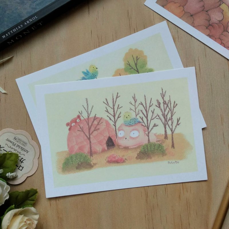 Cute illustration Post Card Potato Doggy Cave - การ์ด/โปสการ์ด - กระดาษ สีเหลือง