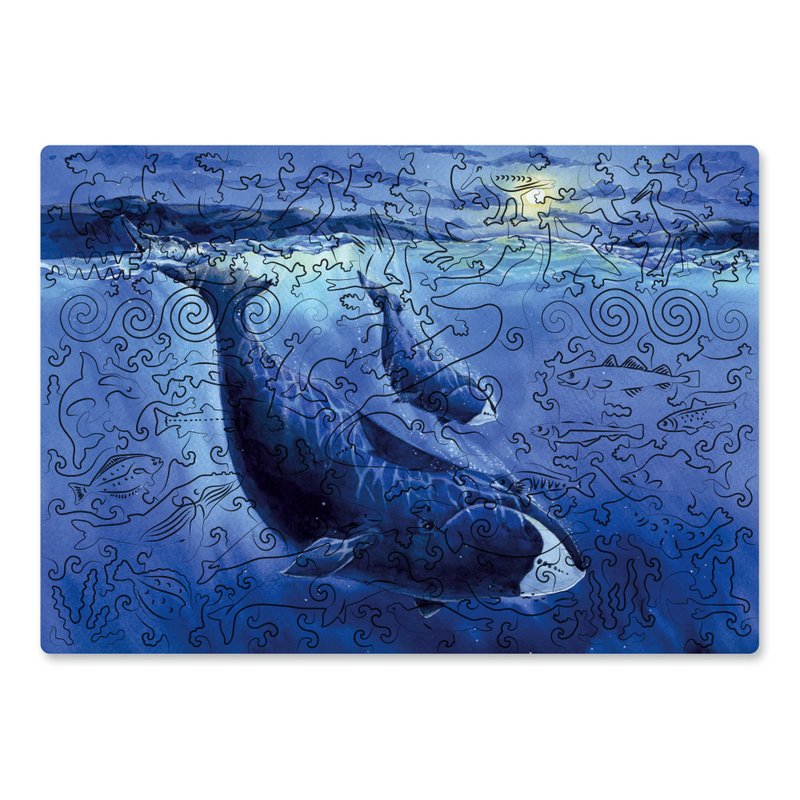 木製拼圖 DAVICI 弓頭鯨 WWF 21 x 30 厘米 150 個零件 - 拼圖 - 木頭 藍色