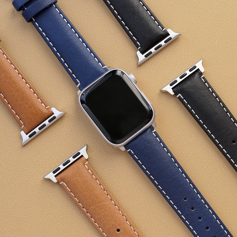 【APPLE WATCH compatible】US Horween soft calf leather strap - สายนาฬิกา - หนังแท้ สีนำ้ตาล