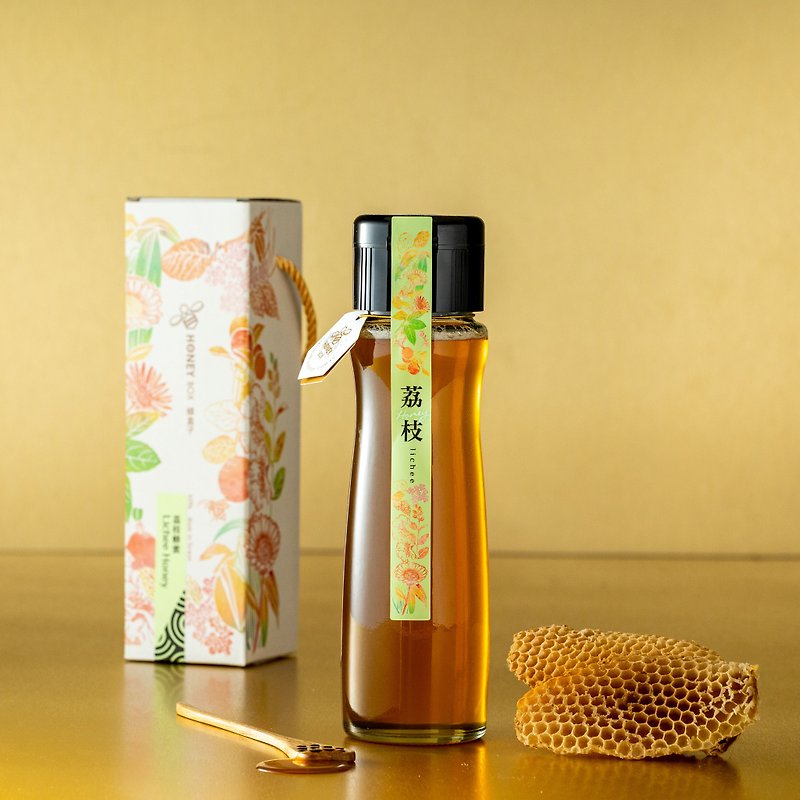 產銷履歷荔枝蜂蜜 曲線梅酒瓶 620g - 蜂蜜/黑糖 - 玻璃 橘色
