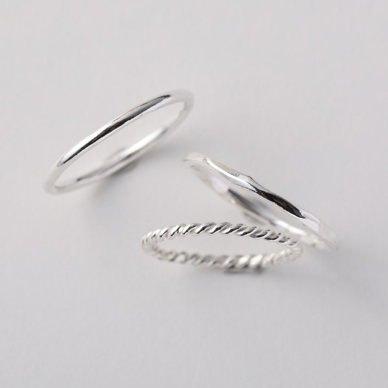 [Christmas Gift] Thin Rings (3 pieces) 925 sterling silver customized rings, wedding rings, tail rings - แหวนทั่วไป - เงินแท้ สีเงิน