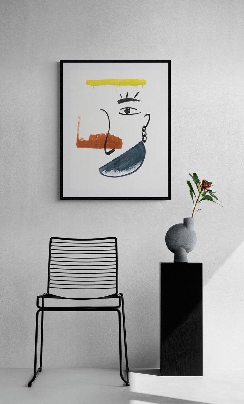 Abstract simple minimalism painting print, painting for gift, home decor - โปสเตอร์ - กระดาษ หลากหลายสี