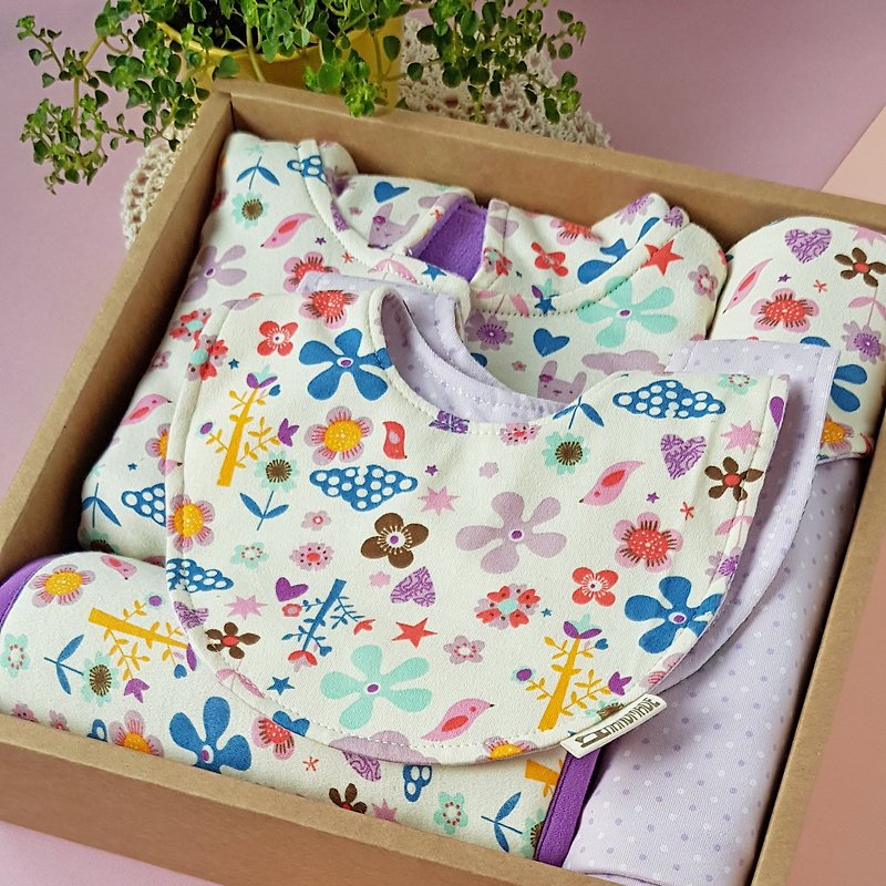 Five-piece group moon ceremony soft cartoon knit cotton most practical items exclusive handmade - Baby Gift Sets - Cotton & Hemp Purple