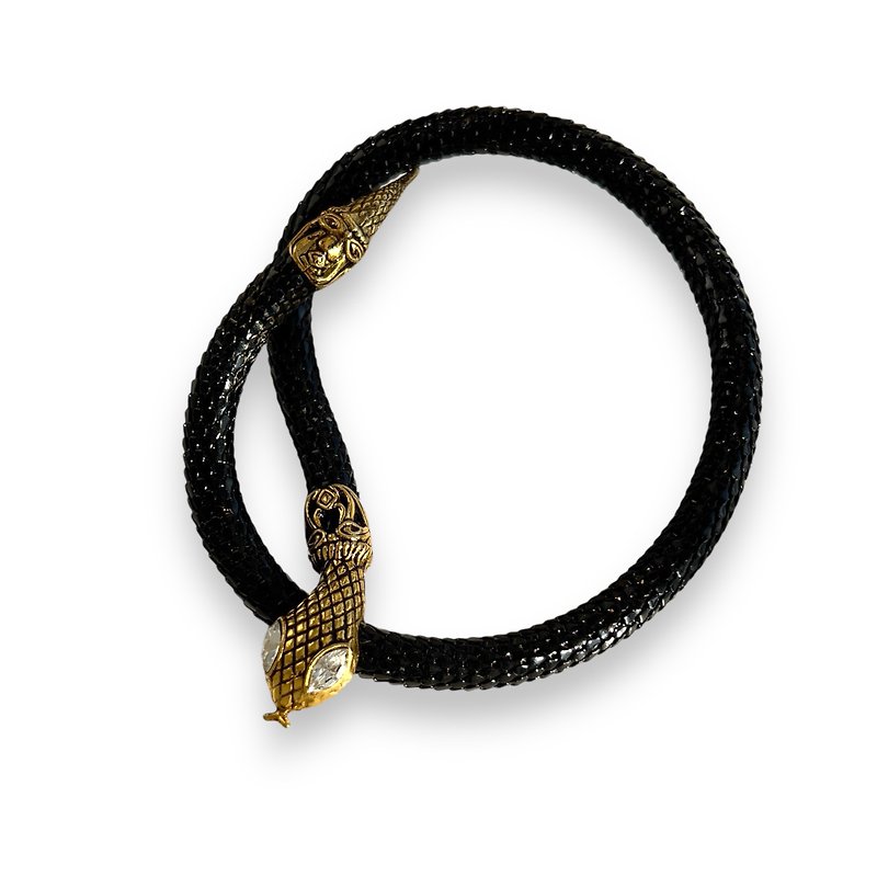 Vintage Snake Serpent Necklace DL Auld USA 1970 signed black collection gift - Necklaces - Other Materials Black