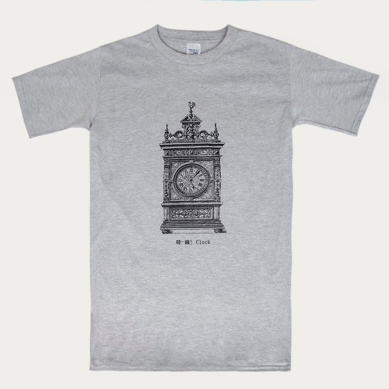 T-Shirt - 時鐘 Clock - เสื้อยืดผู้ชาย - ผ้าฝ้าย/ผ้าลินิน สีดำ