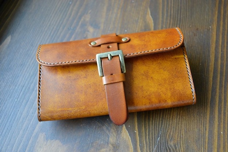 Hand-made cowhide vegetable tanned leather waist bag mobile phone bag removable belt can be customized with English letters printed on it - Other - Genuine Leather Multicolor