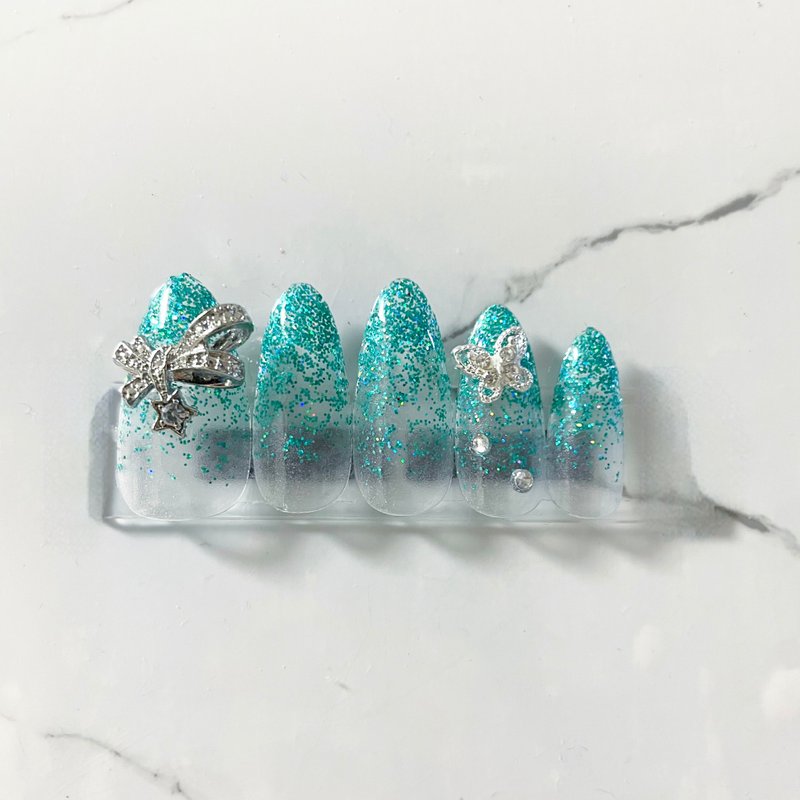 [Nail tip] Ribbon glitter - ยาทาเล็บ - เรซิน สีน้ำเงิน